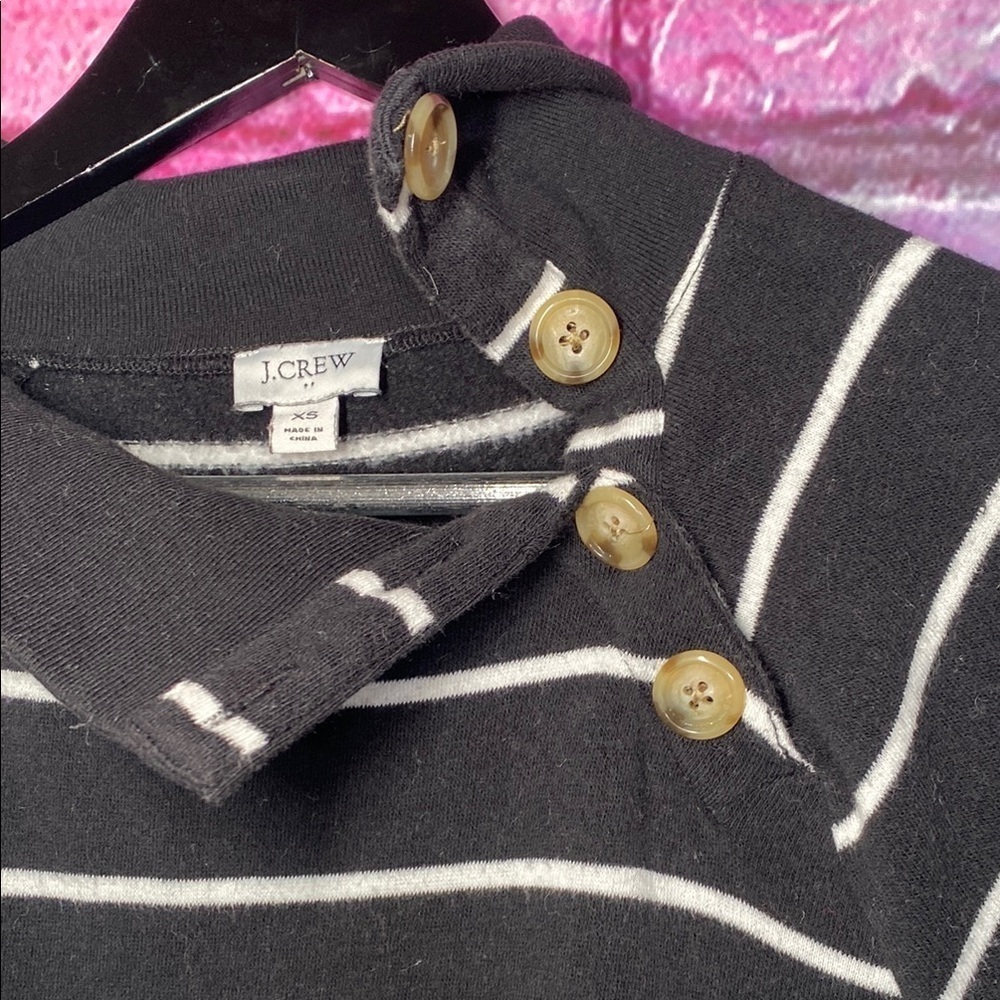 J.Crew Women's Long Sleeve Shirt XS Casual Collard Button Up Black White Stripes - Picture 4 of 6